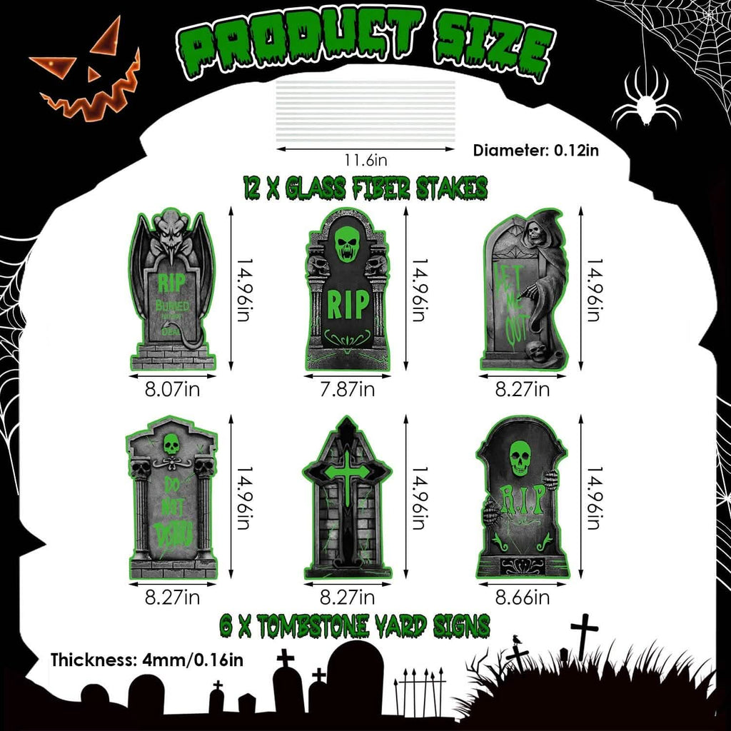 6-Pieces: Glow in the Dark Halloween Yard Sign Decorations with 12 Stakes by DailySale