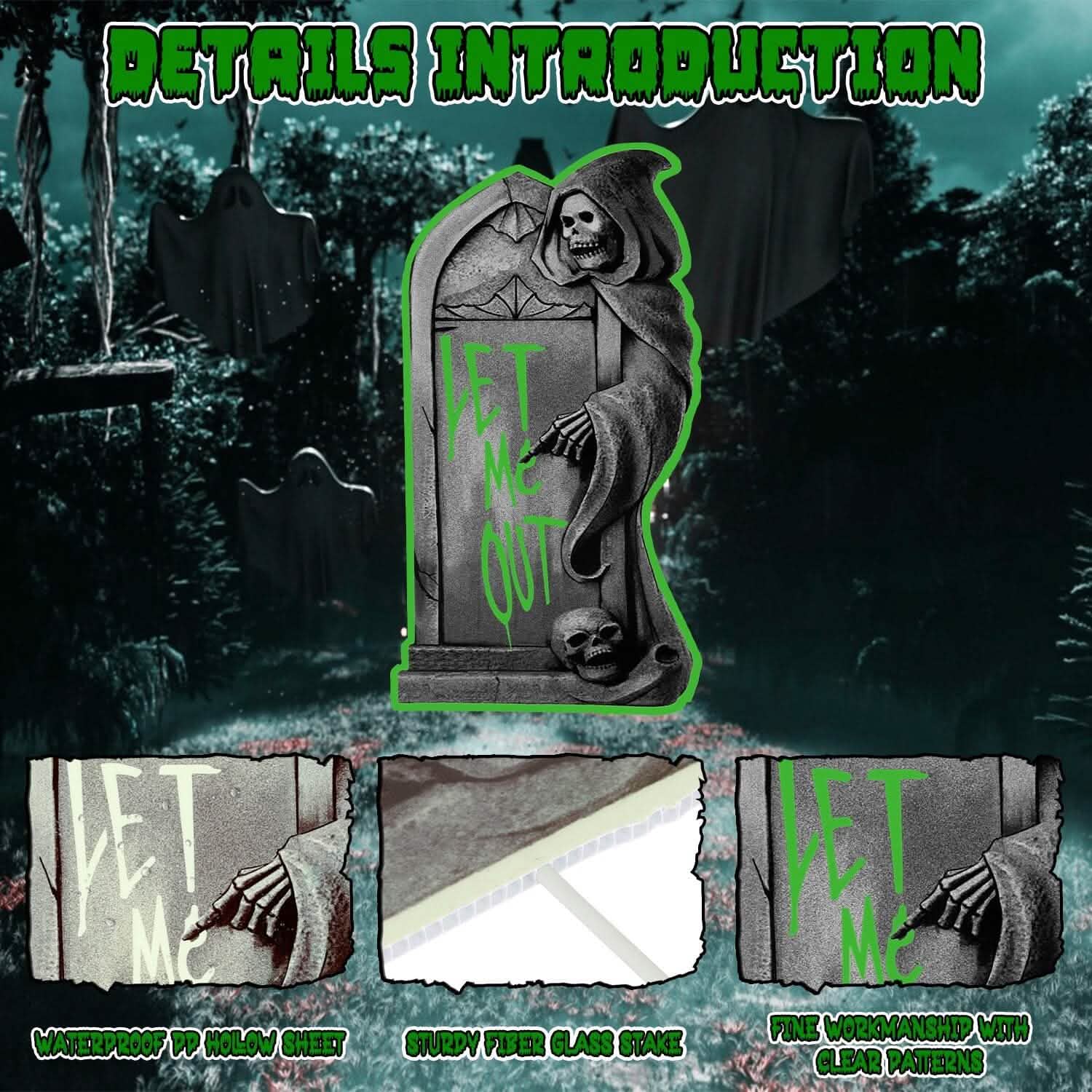 6-Pieces: Glow in the Dark Halloween Yard Sign Decorations with 12 Stakes by DailySale