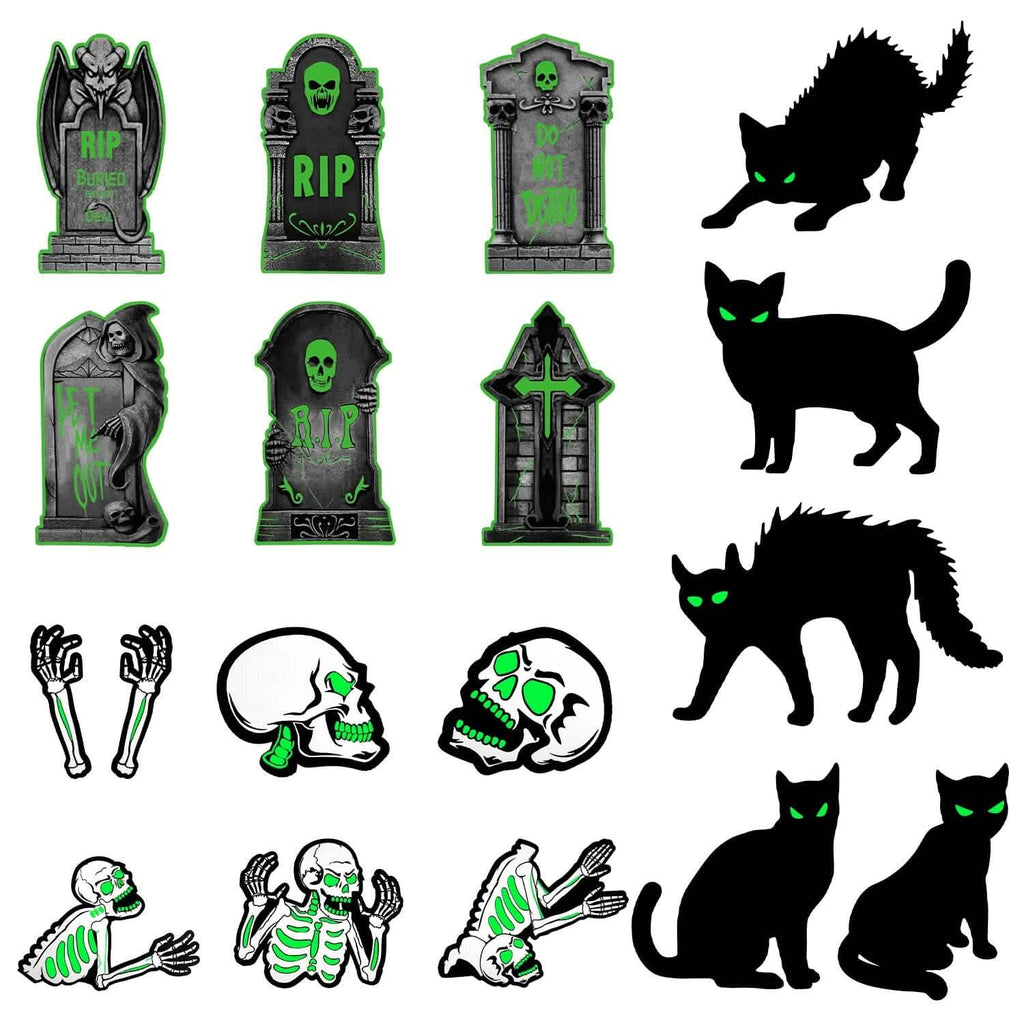 6-Pieces: Glow in the Dark Halloween Yard Sign Decorations with 12 Stakes by DailySale