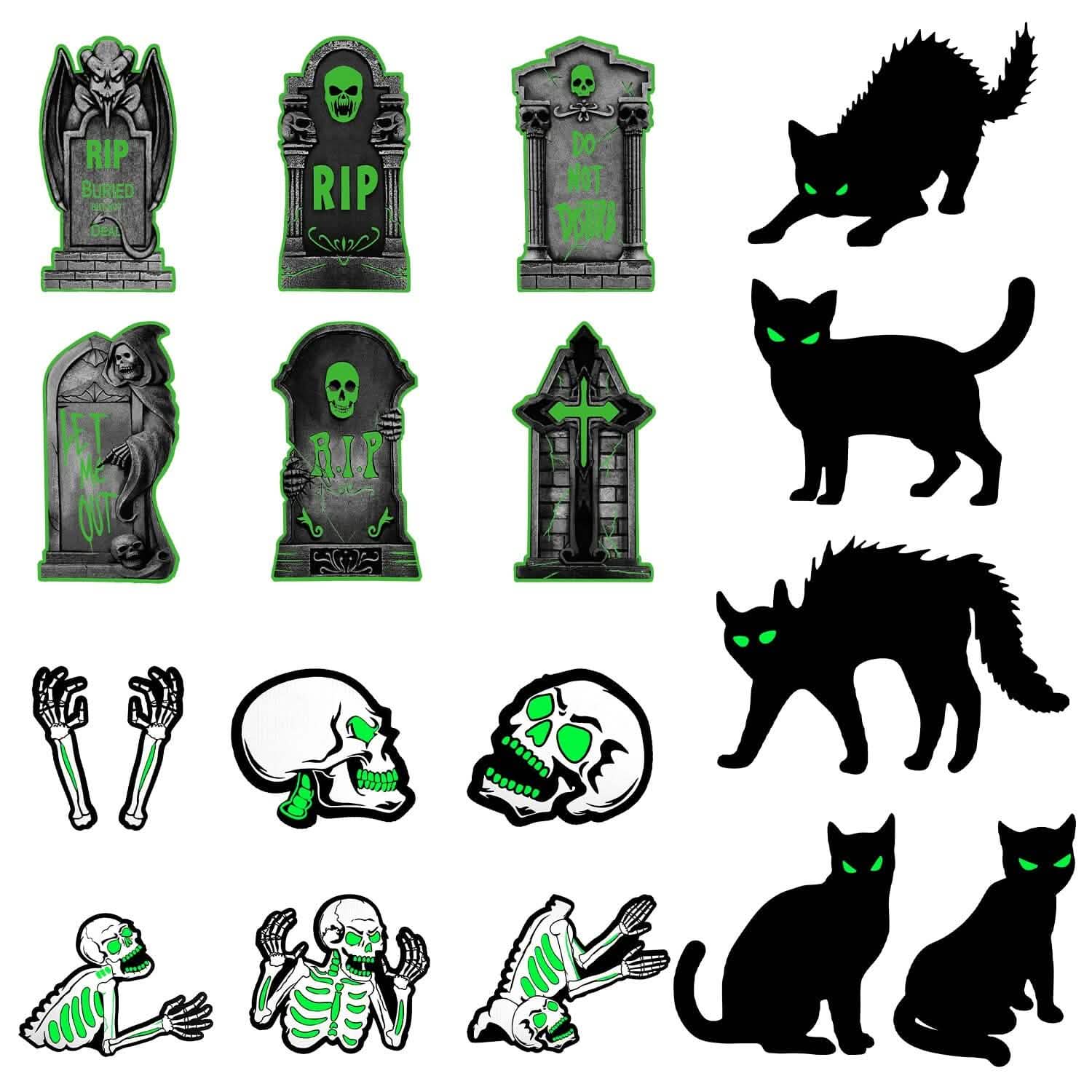 6-Pieces: Glow in the Dark Halloween Yard Sign Decorations with 12 Stakes by DailySale