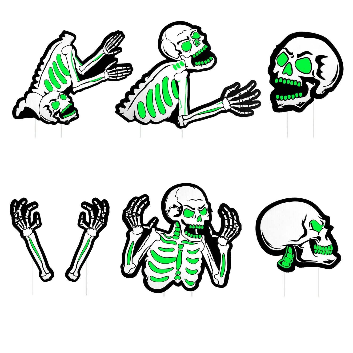 6-Pieces: Glow in the Dark Halloween Yard Sign Decorations with 12 Stakes by DailySale