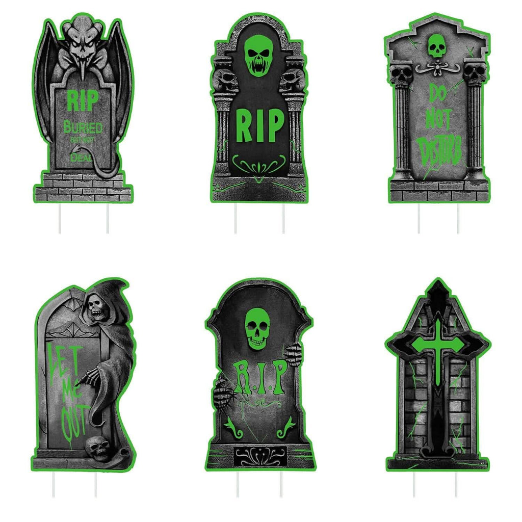 6-Pieces: Glow in the Dark Halloween Yard Sign Decorations with 12 Stakes by DailySale
