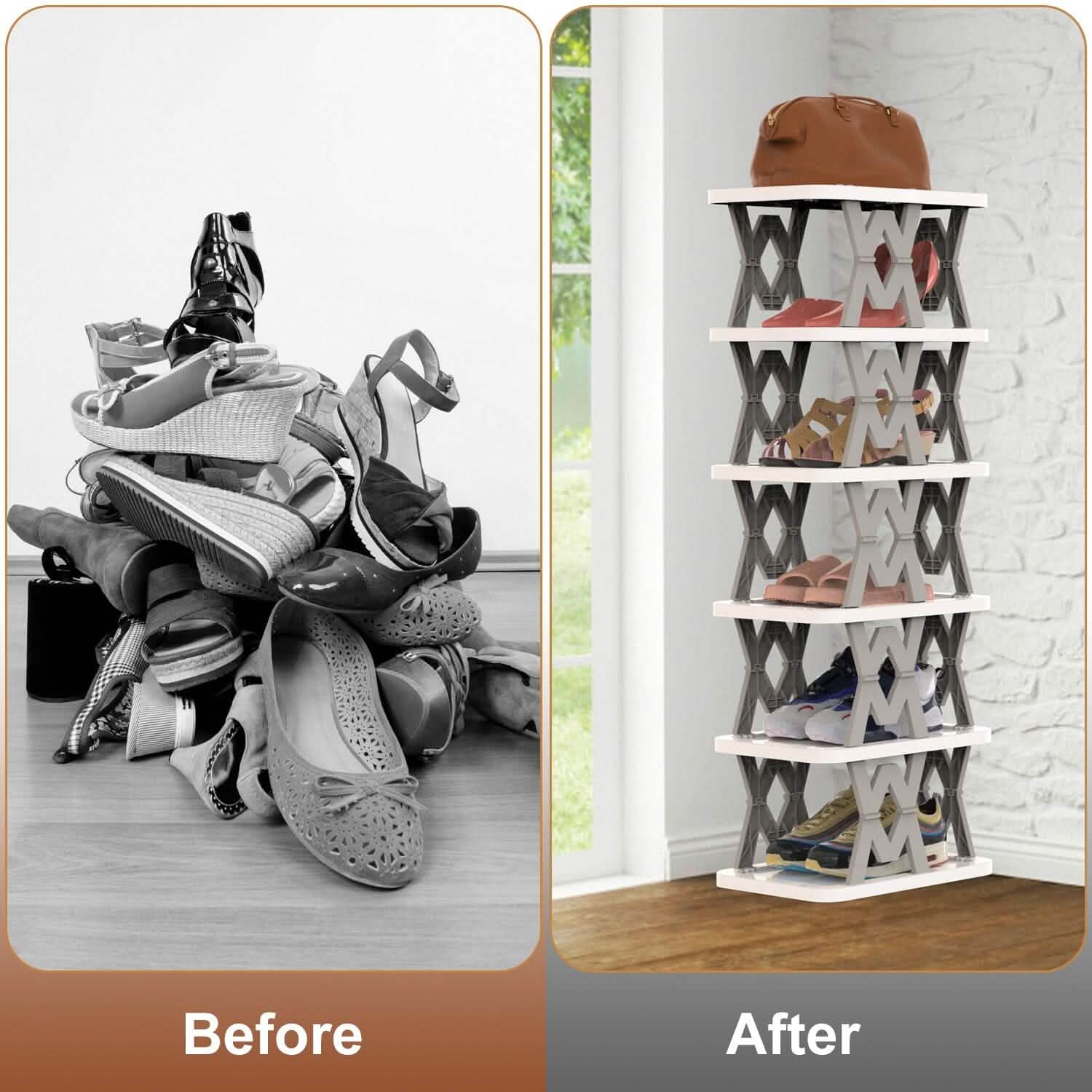 6-Tier Foldable Vertical Shoe Rack by DailySale