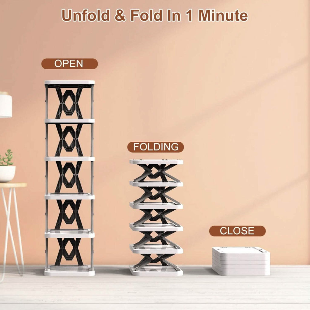 6-Tier Foldable Vertical Shoe Rack by DailySale