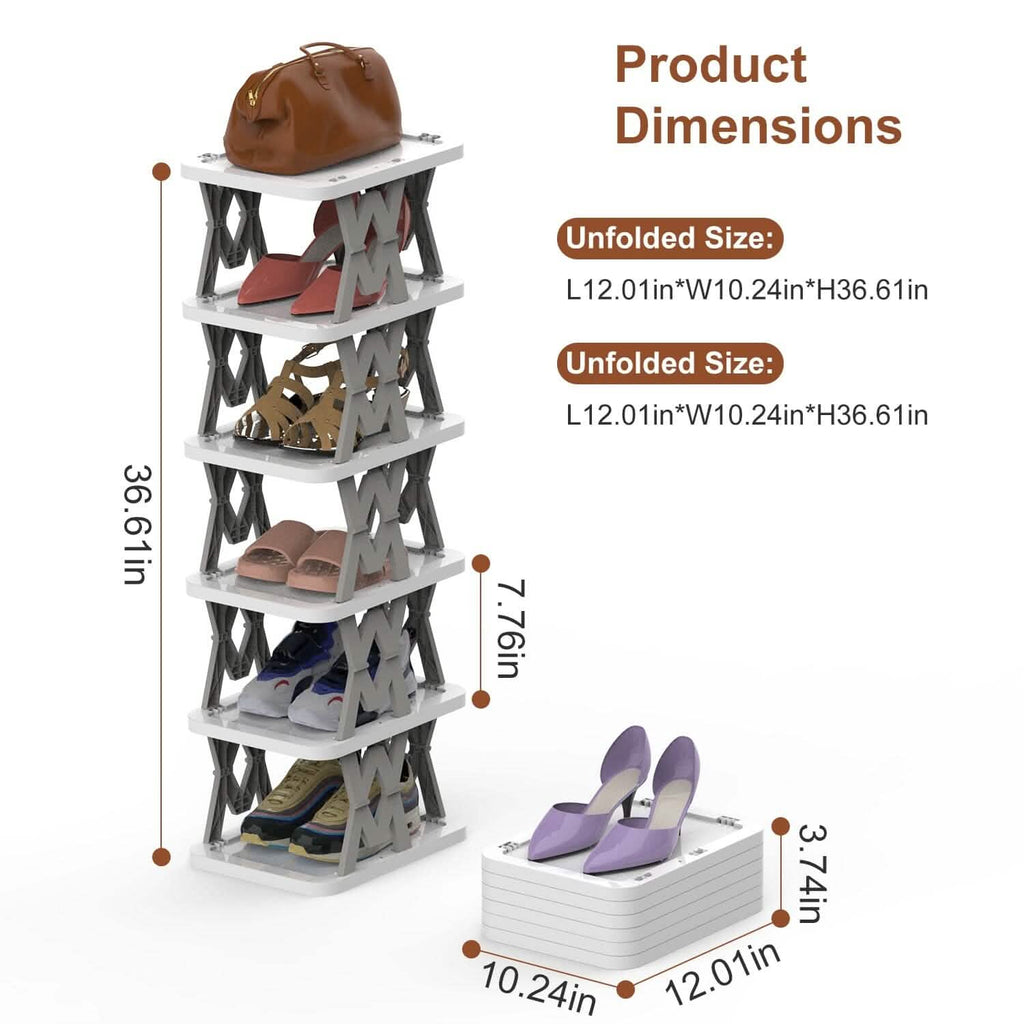 6-Tier Foldable Vertical Shoe Rack by DailySale