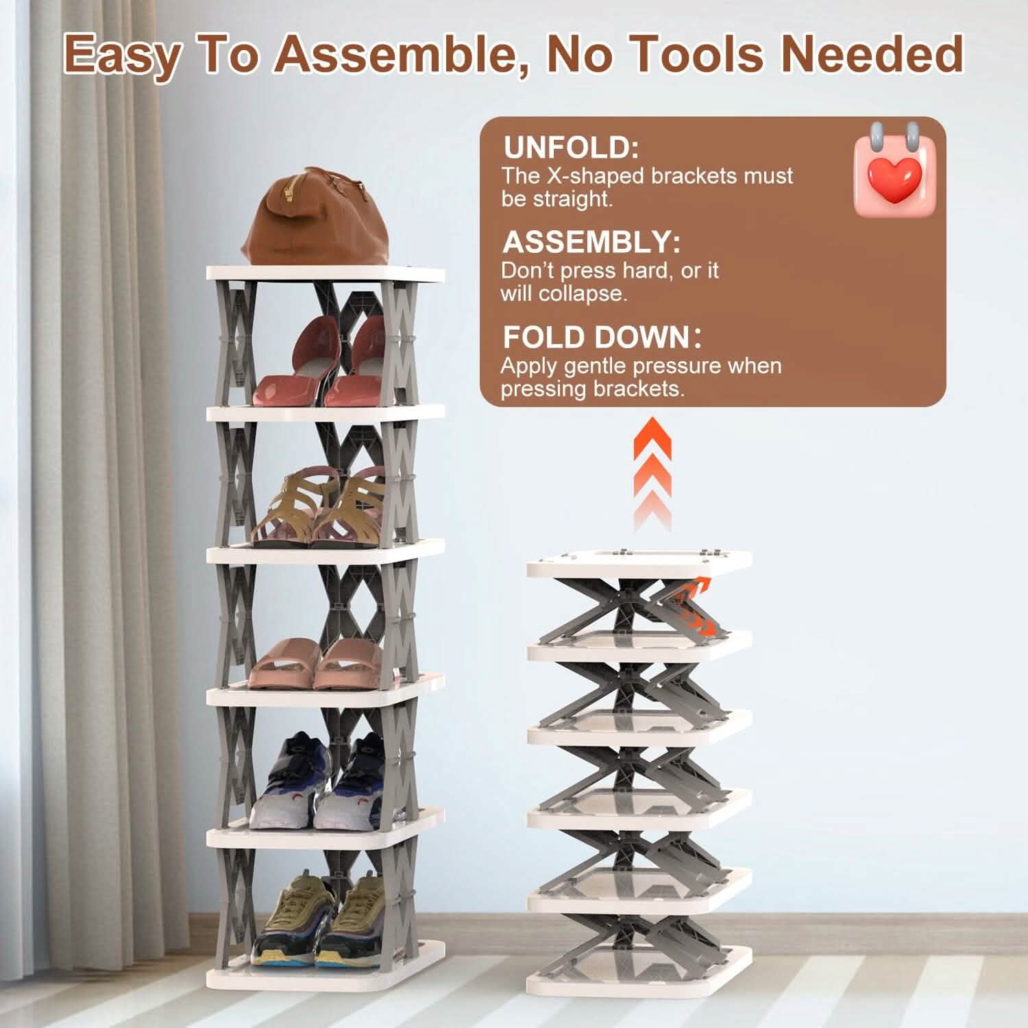 6-Tier Foldable Vertical Shoe Rack by DailySale