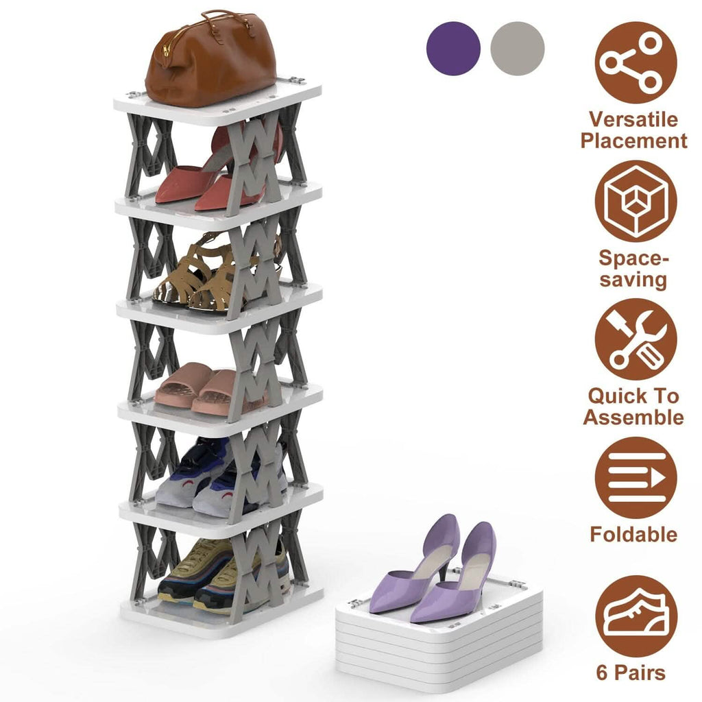 6-Tier Foldable Vertical Shoe Rack by DailySale