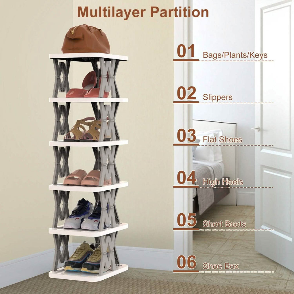 6-Tier Foldable Vertical Shoe Rack by DailySale