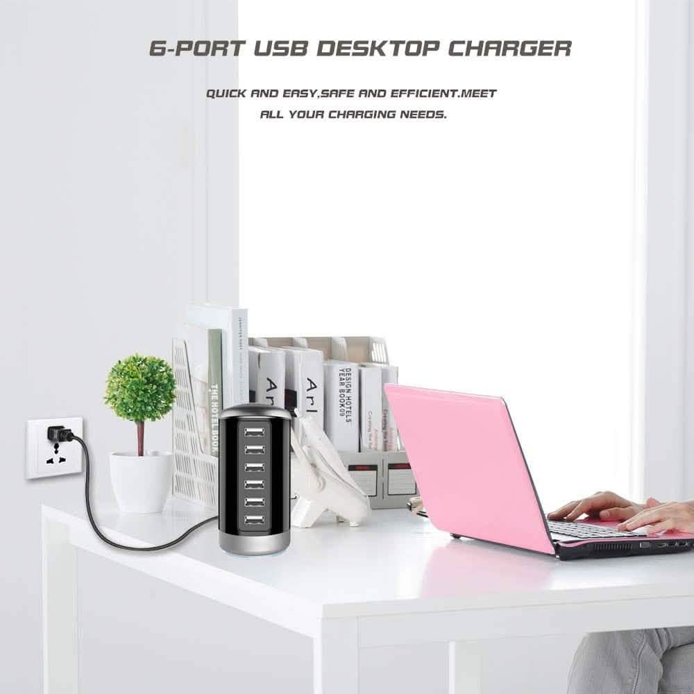6 USB Port 30W Smart Charging Tower - Assorted Colors by DailySale