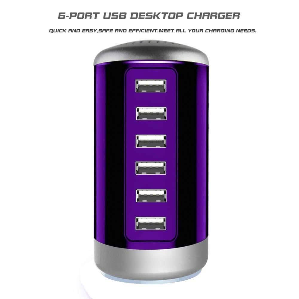 6 USB Port 30W Smart Charging Tower - Assorted Colors by DailySale