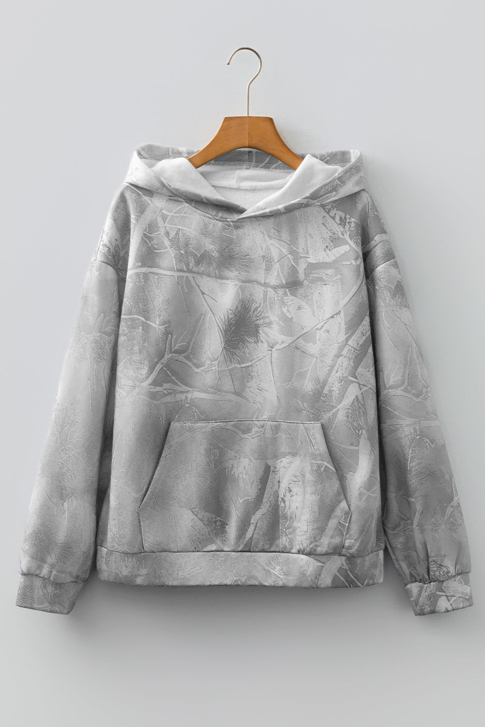 Light Pink Camouflage Woodland Print Oversized Sporty Hoodie