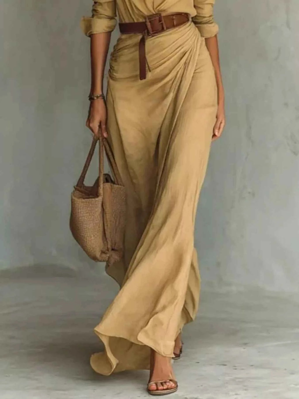 Full Size Ruched Long Sleeve Maxi Dress Plus Size