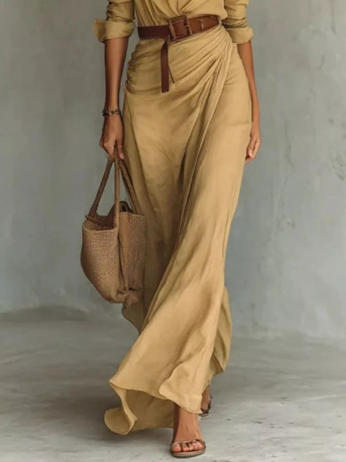 Ruched Long Sleeve Maxi Dress by Shopiebay