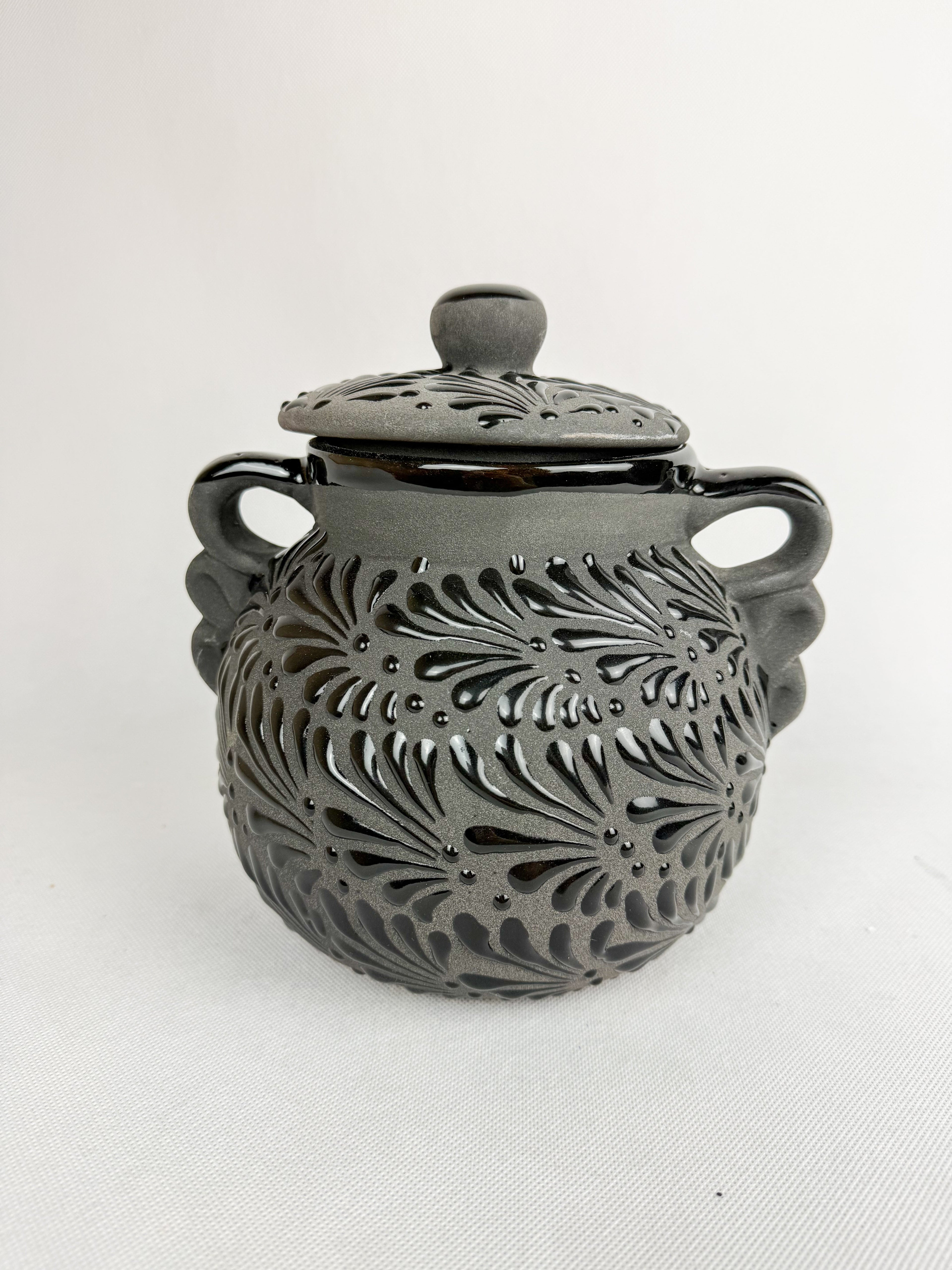 Black Talavera Style Clay Pot Not for Cooking - Olla Bombonera Engobe by TheMexHub