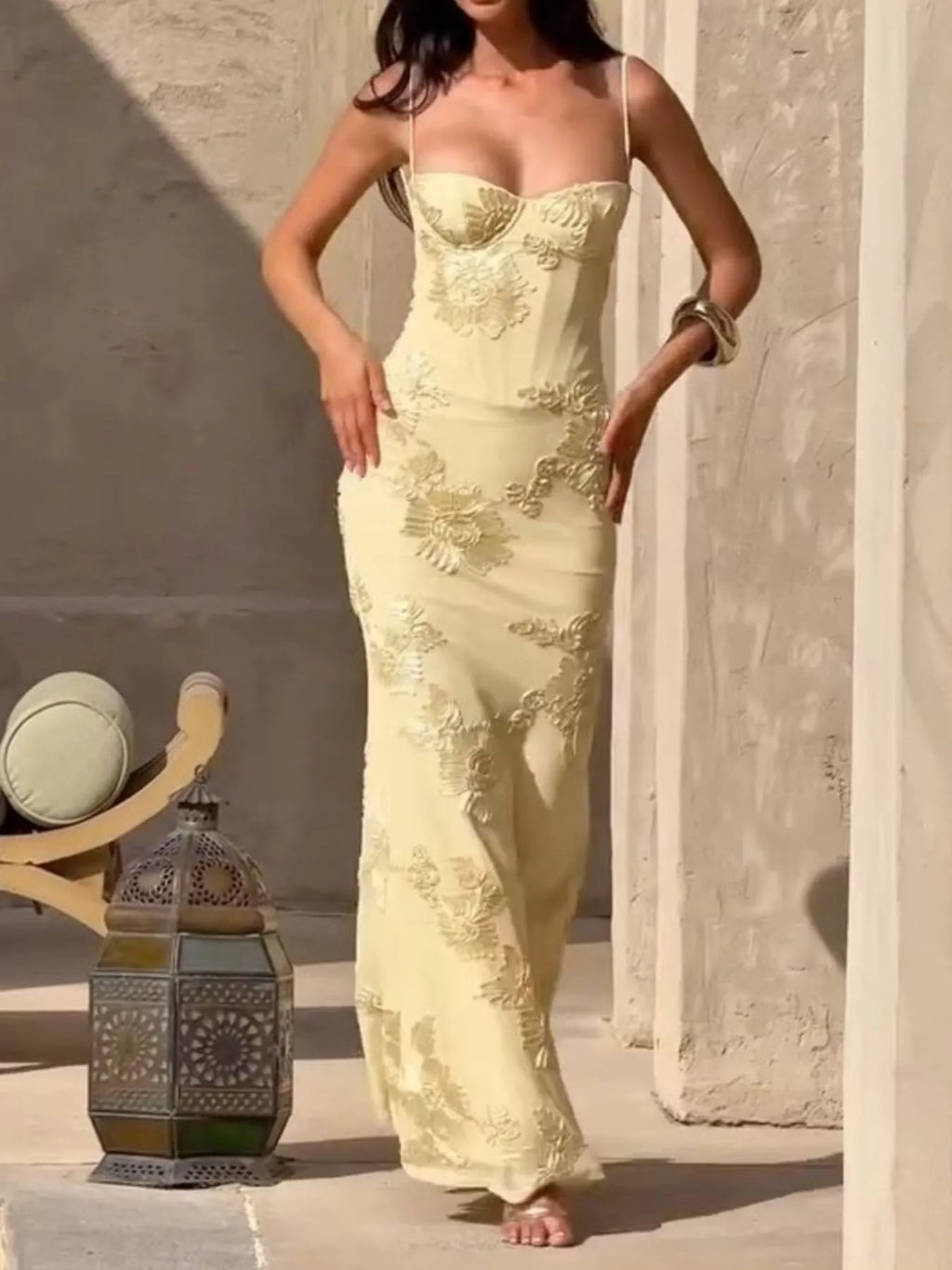 Sweetheart Neck Spaghetti Strap Maxi Dress by Shopiebay
