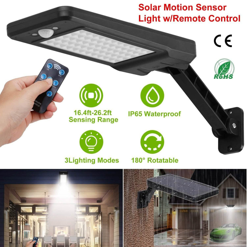 60LEDs Solar PIR Motion Sensor Remote Control Wireless Lamp by DailySale