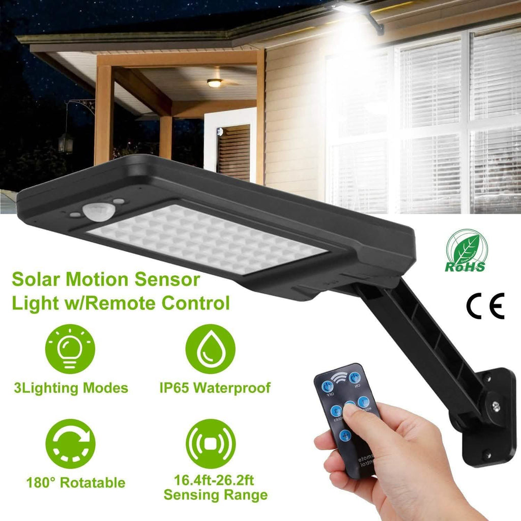 60LEDs Solar PIR Motion Sensor Remote Control Wireless Lamp by DailySale