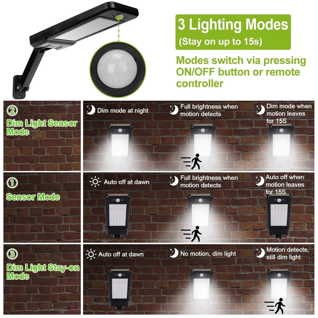 60LEDs Solar PIR Motion Sensor Remote Control Wireless Lamp by DailySale