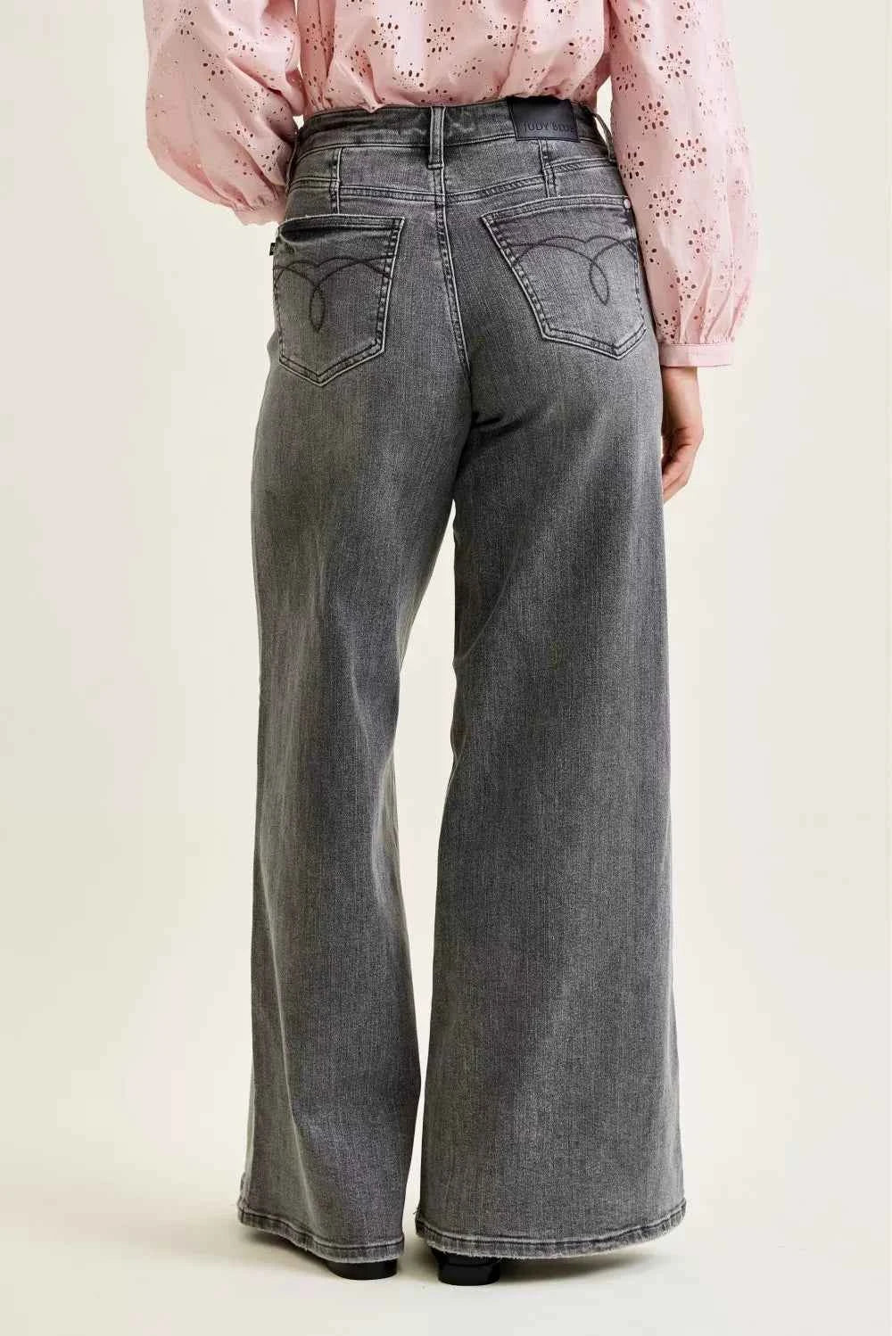 Judy Blue Mid Rise Palazzo Split Back Yoke