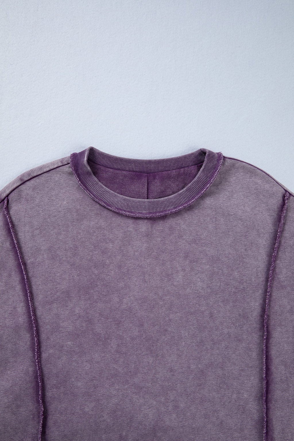 Valerian Mineral Wash Exposed Seam Side Slit Sweatshirt
