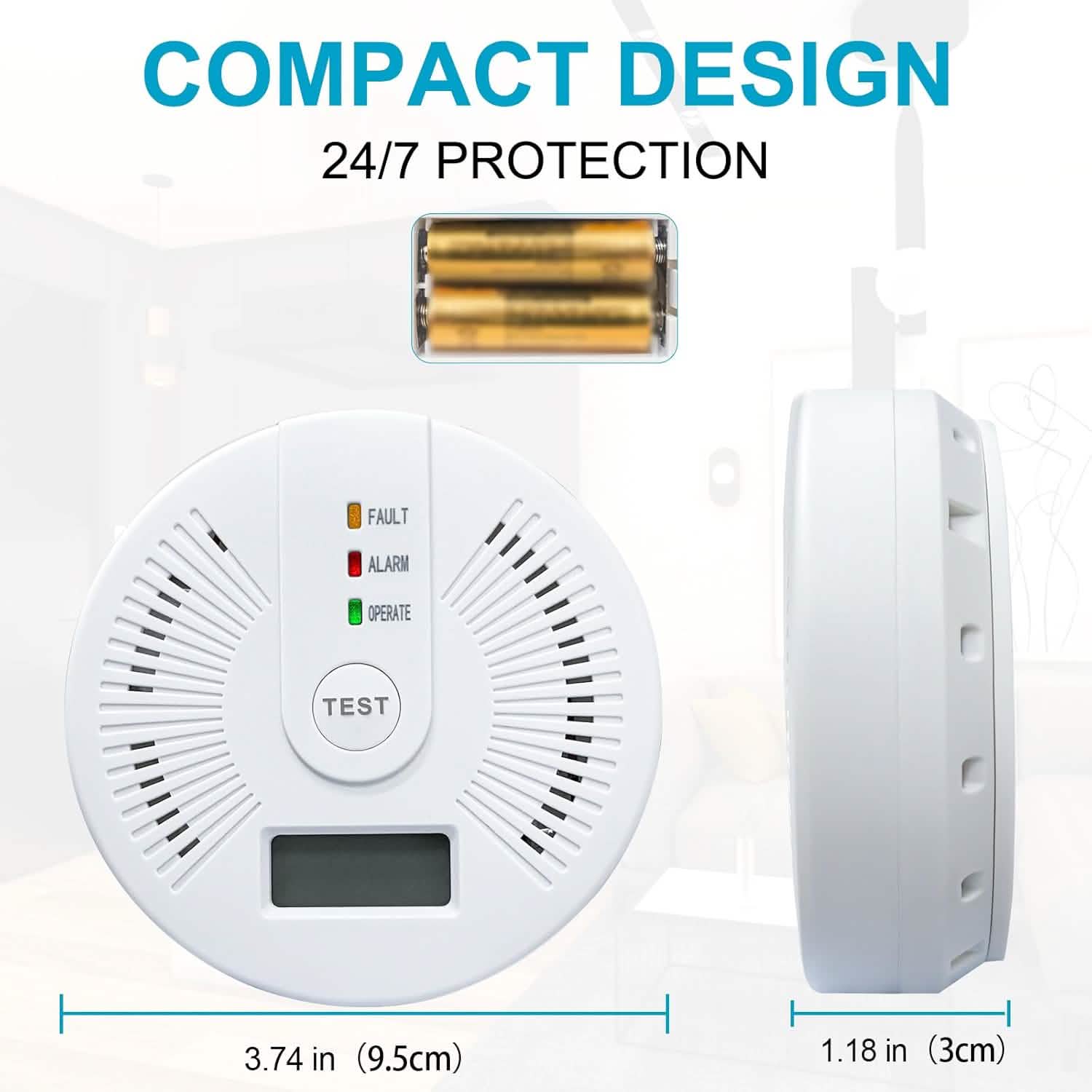 Portable Carbon Monoxide Detector – Battery-Operated CO Alarm by DailySale