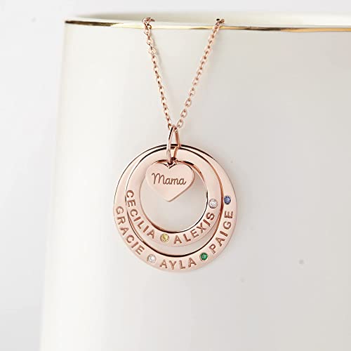 Grandma Necklace Birthstone, Grandkids Names Necklace, Nana Jewelry - Goddess Imports Marketplace