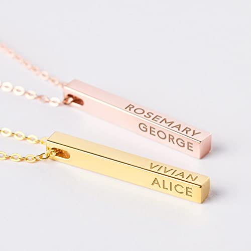 Personalized Mother Necklace, 4 Side Bar Necklace, Kids Names Necklace - Goddess Imports Marketplace