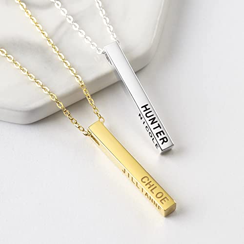 Personalized Mother Necklace, 4 Side Bar Necklace, Kids Names Necklace - Goddess Imports Marketplace