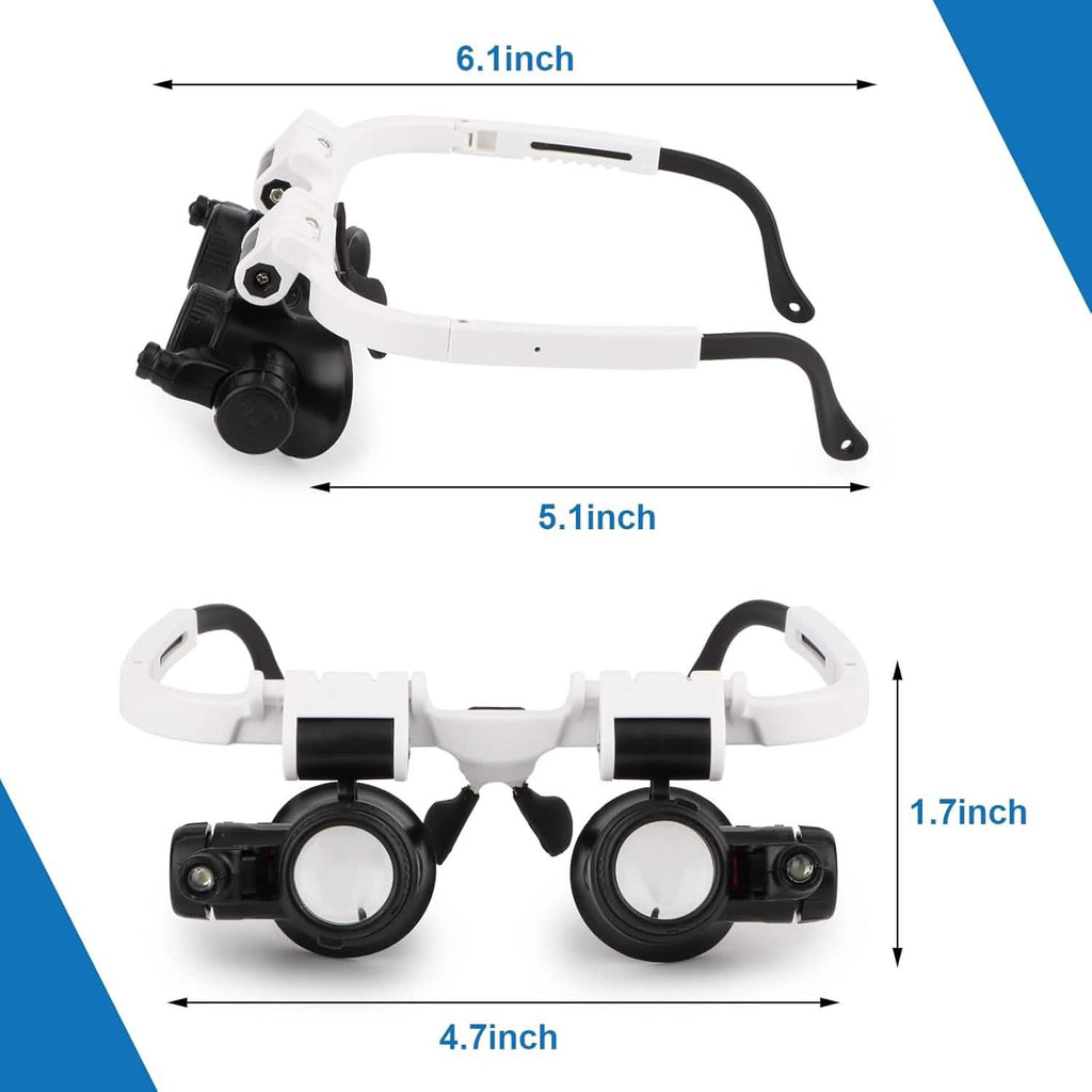2-LED Head-Mounted Magnifier Glasses – 8x/15x/23x with Repair Light by DailySale