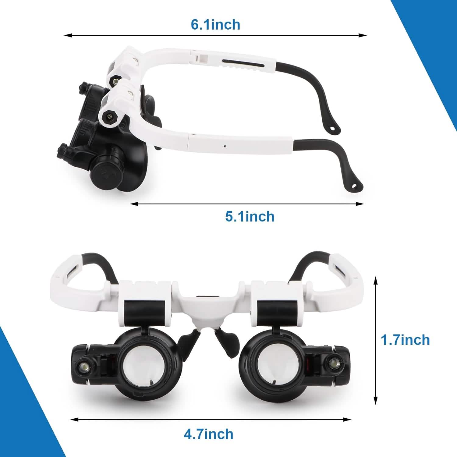 2-LED Head-Mounted Magnifier Glasses – 8x/15x/23x with Repair Light by DailySale