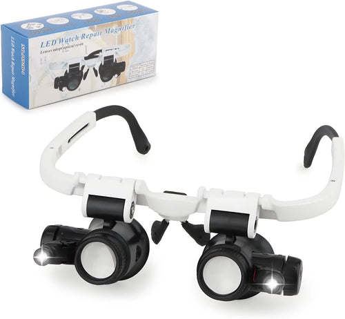 2-LED Head-Mounted Magnifier Glasses – 8x/15x/23x with Repair Light by DailySale