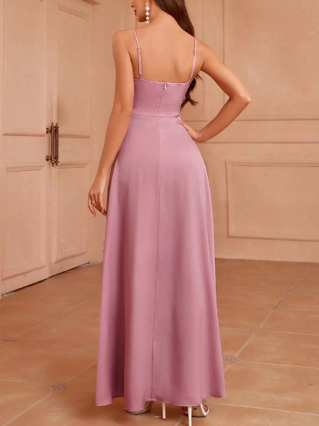 Slit Spaghetti Strap Maxi Dress by Shopiebay