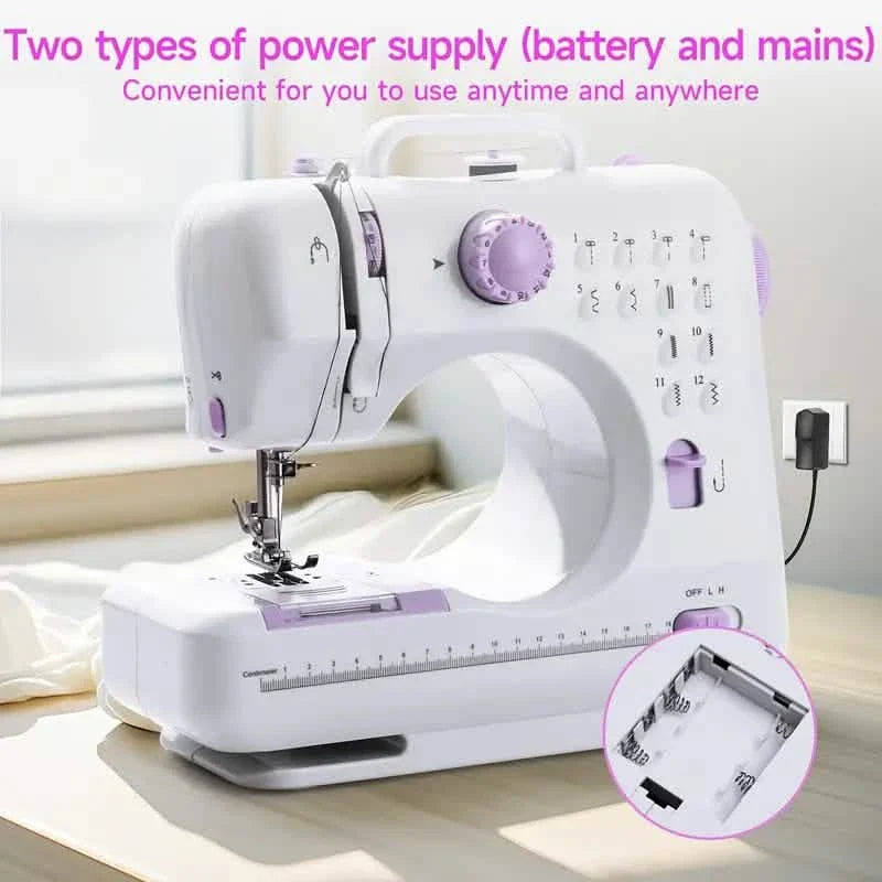 Pro Portable Electric Sewing Machine – 12 Stitches, Adjustable Speed, Multifunctional by DailySale