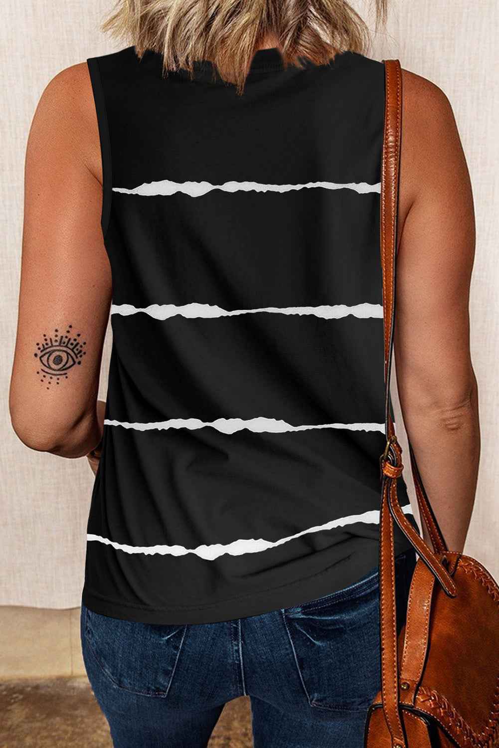 Apricot Allover Leopard Print Round Neck Tank Top