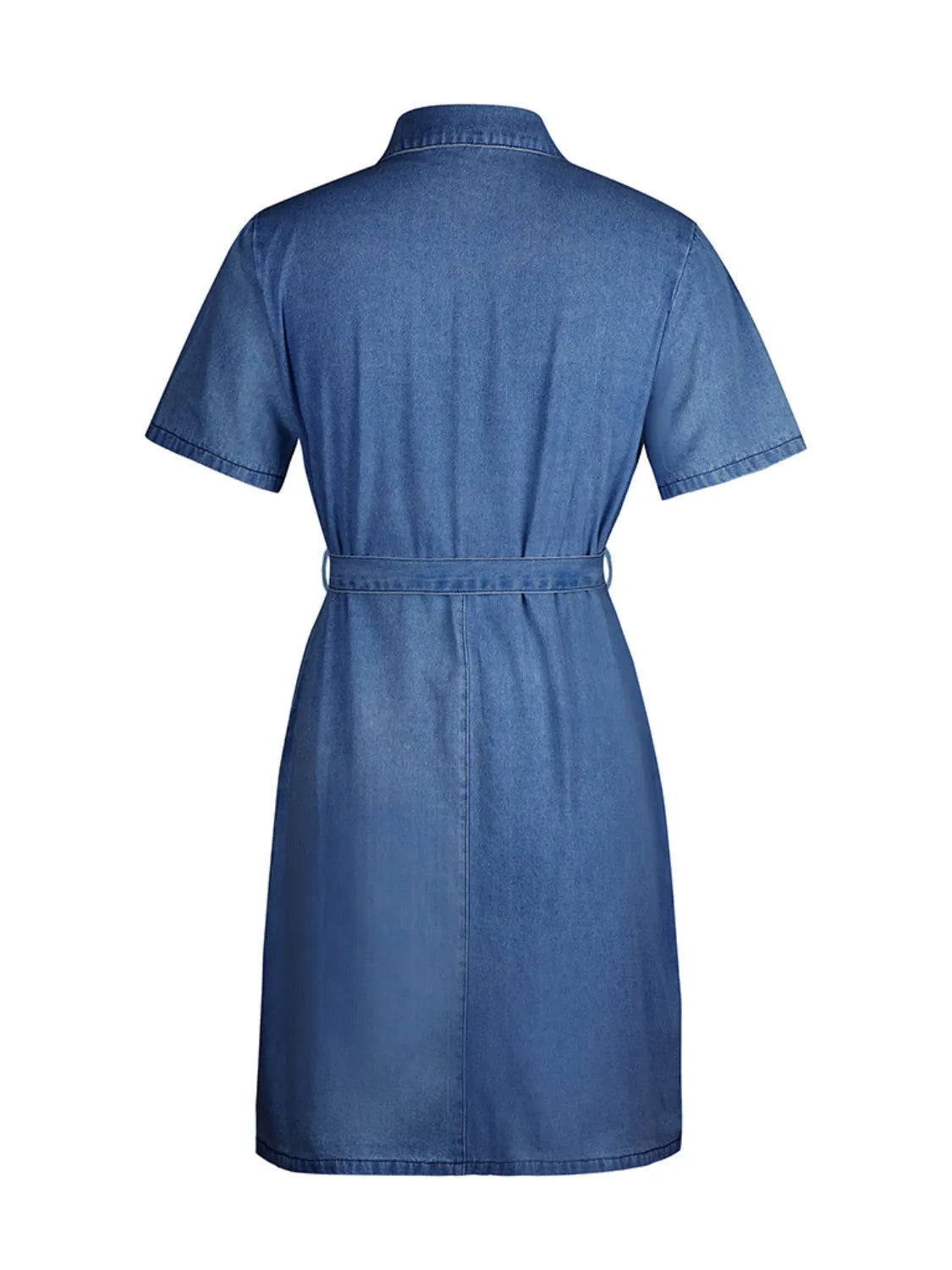 Full Size Zip Front Short Sleeve Denim Dress Plus Size by Selvanelle