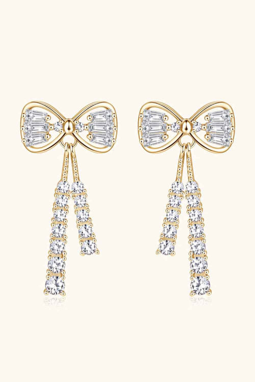 1.12 Carat Moissanite 925 Sterling Silver Bow Earrings by Wild and Free Boutique