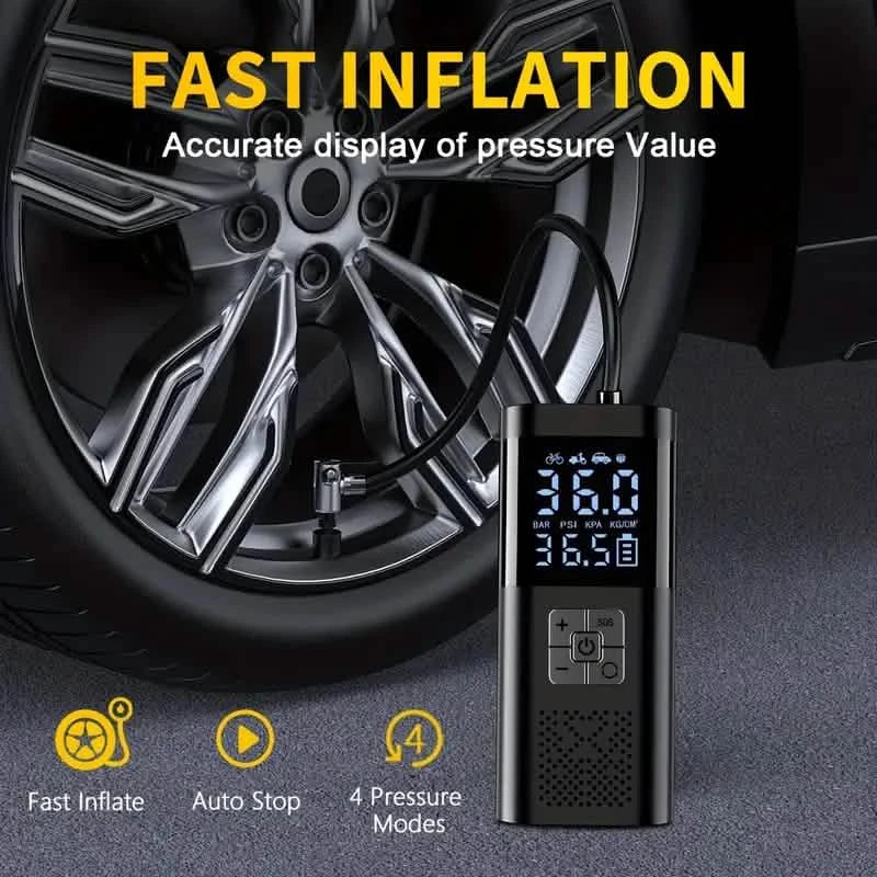 Portable Electric Tire Inflator – 150PSI Air Compressor with Digital Gauge & LED Light by DailySale