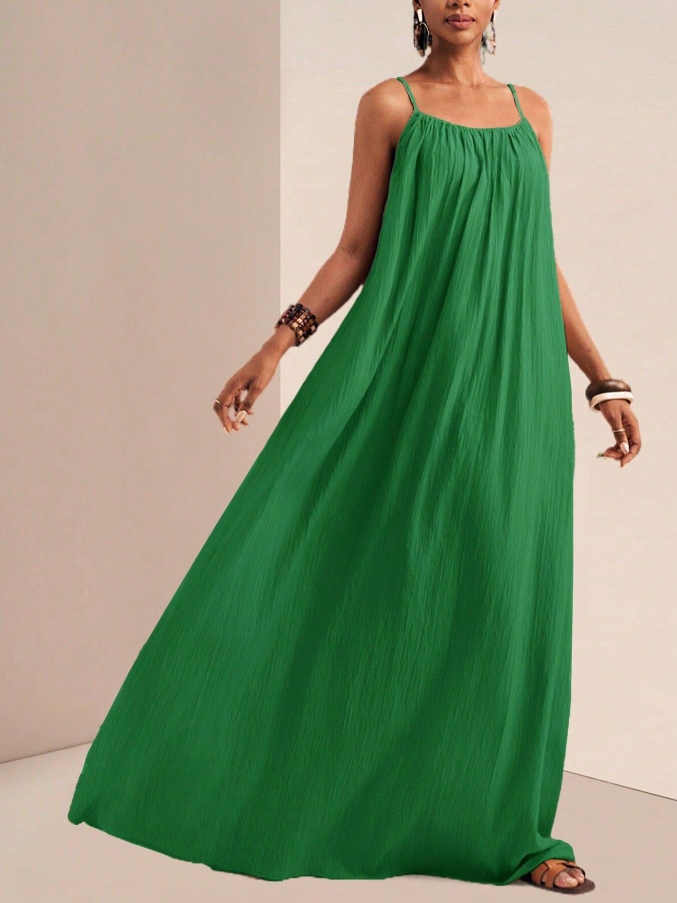 Spaghetti Strap Flowy Maxi Dress by Shopiebay