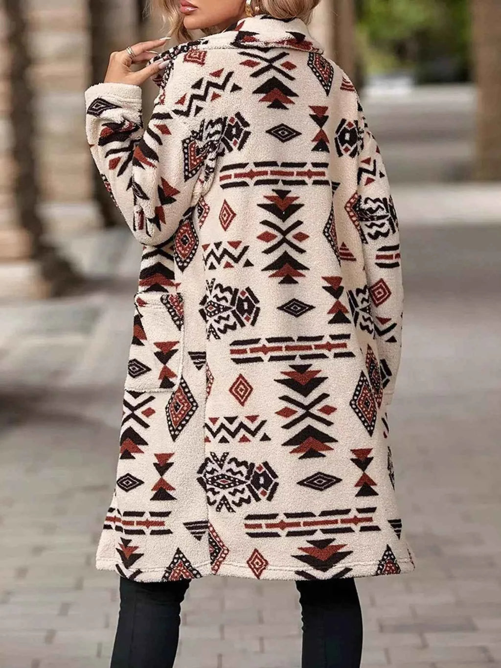 Geometric Button Up Longline Coat