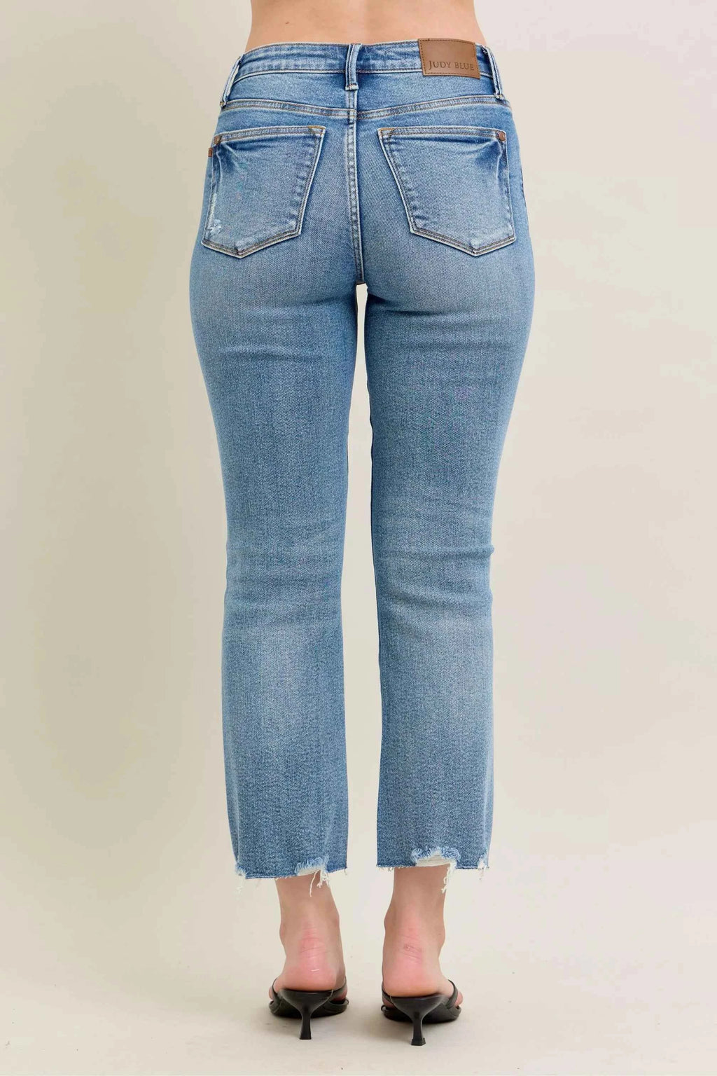 Judy Blue Mr Vintage Wash Destroy Hem Kick Flare Jeans