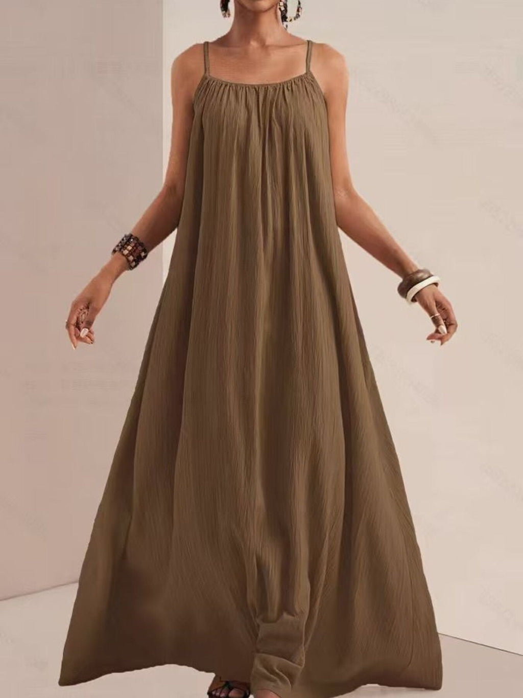 Spaghetti Strap Flowy Maxi Dress by Shopiebay