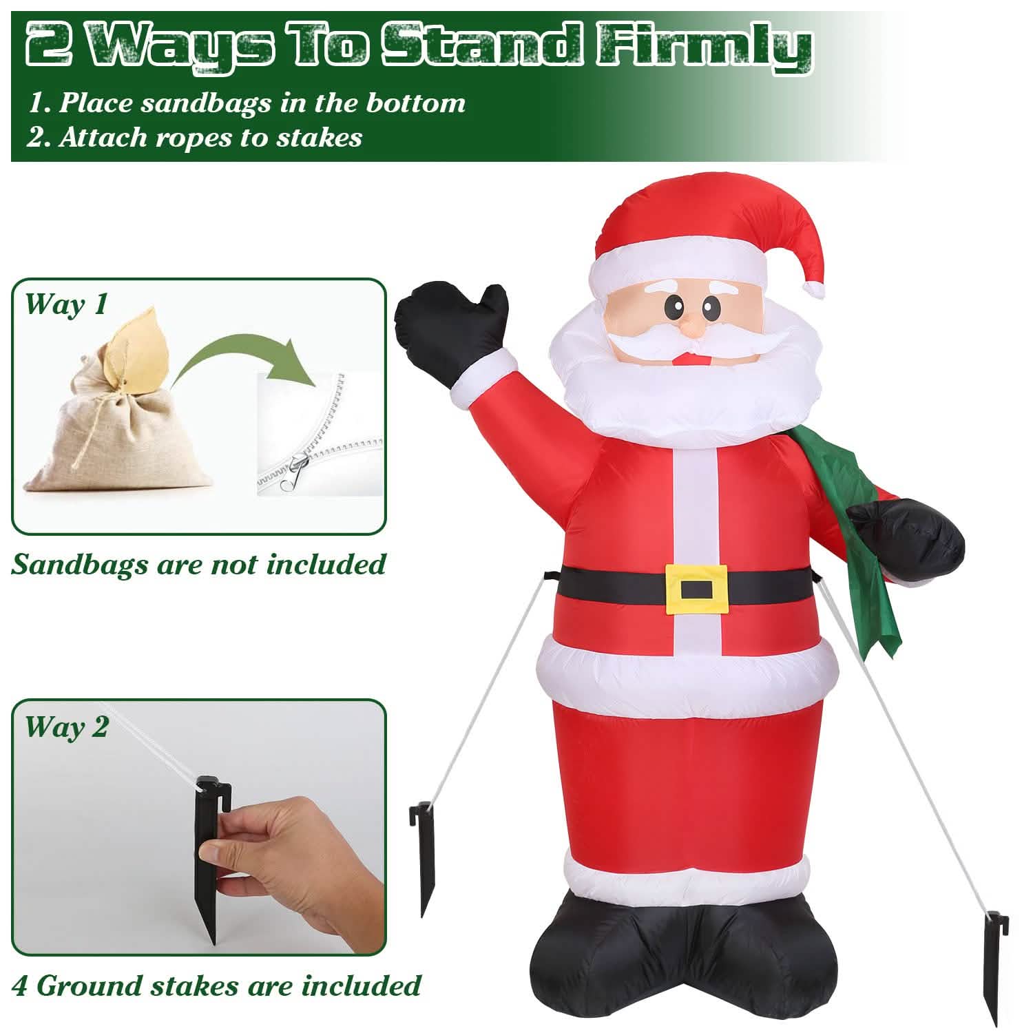 6.4ft Inflatable Christmas Giant Santa Claus by DailySale
