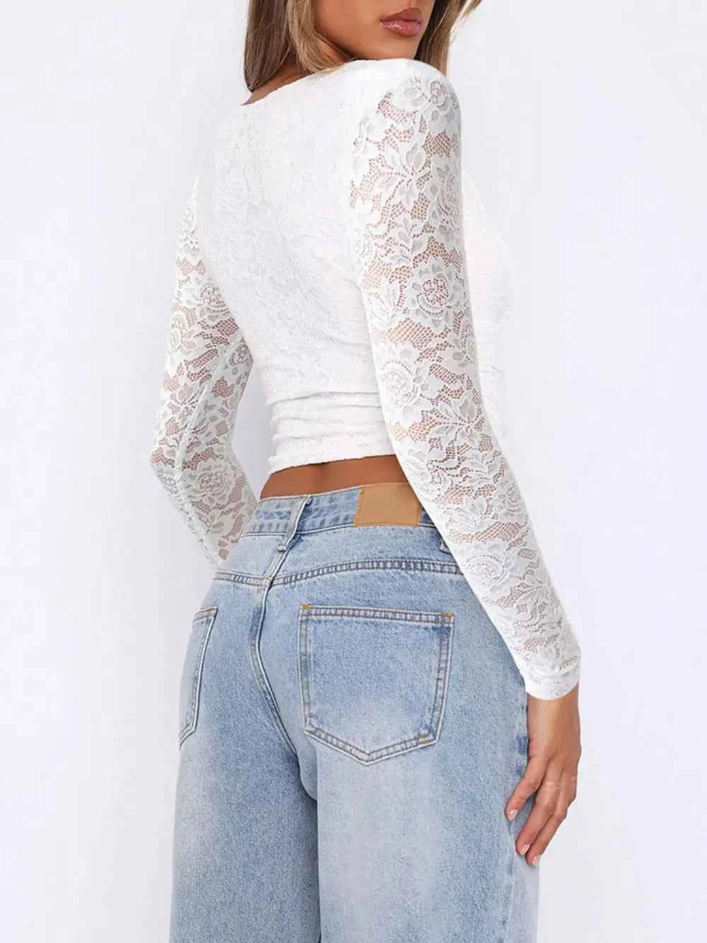 Devine V-Neck Long Sleeve Lace Top
