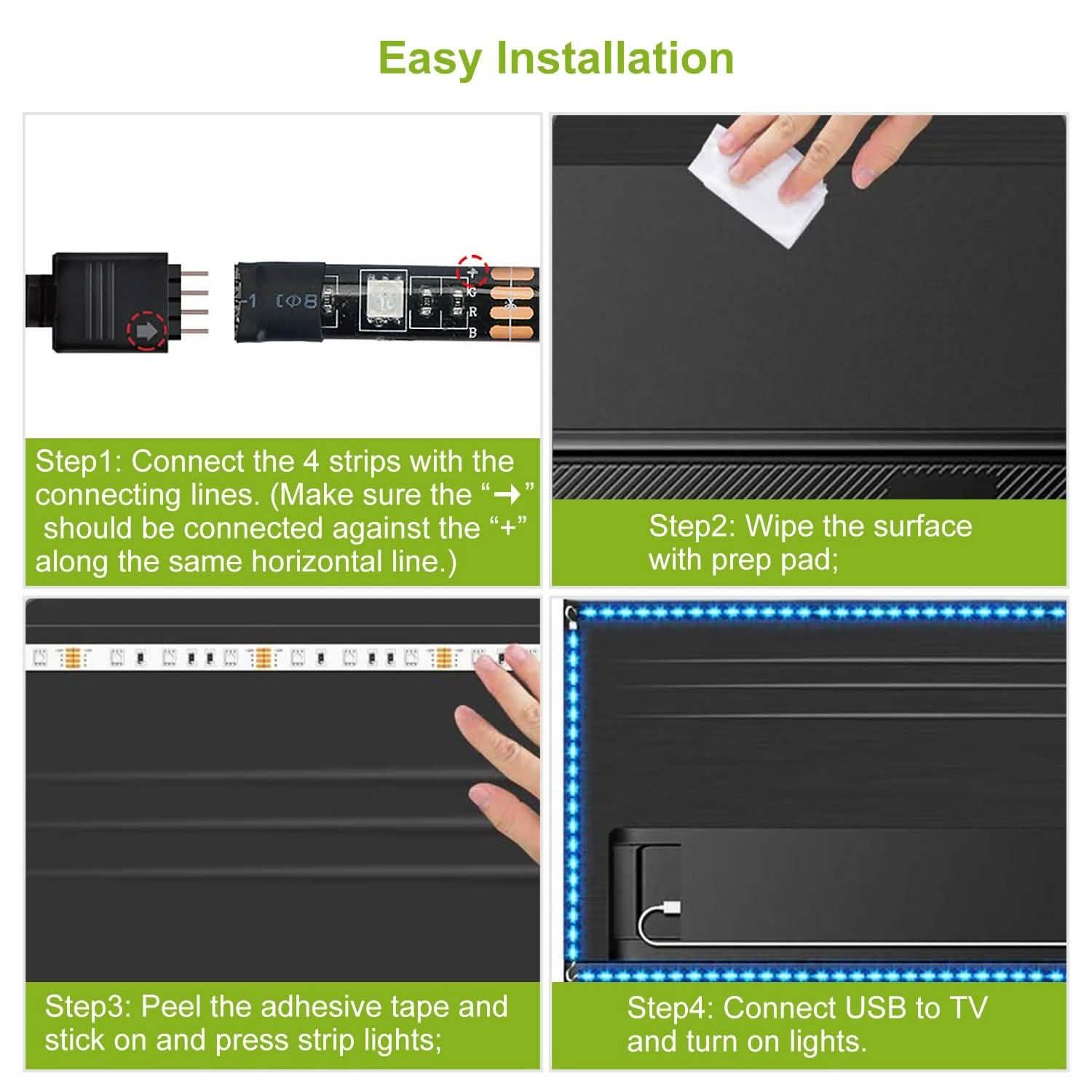 6.56ft TV LED Backlight RGB Strip Light USB Monitor Lighting by DailySale