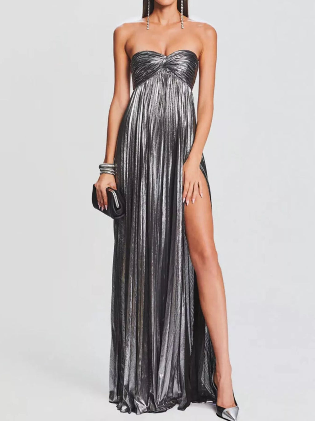 Split Sweetheart Neck Tube Maxi Dress by Shopiebay