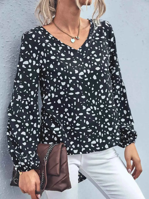 Animal Print V Neck Blouse by Be Bliss Boutique