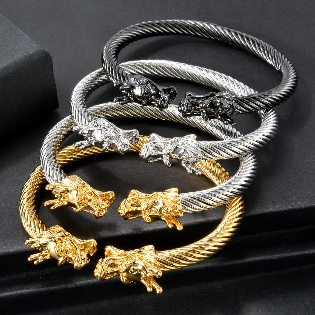 Double Dragon Copper Bracelet – Rock & Hip-Hop Style, Unisex by DailySale