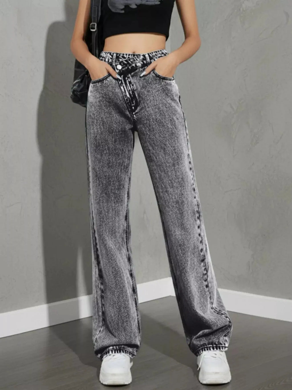 High Waist Wide Leg Denim Jeans