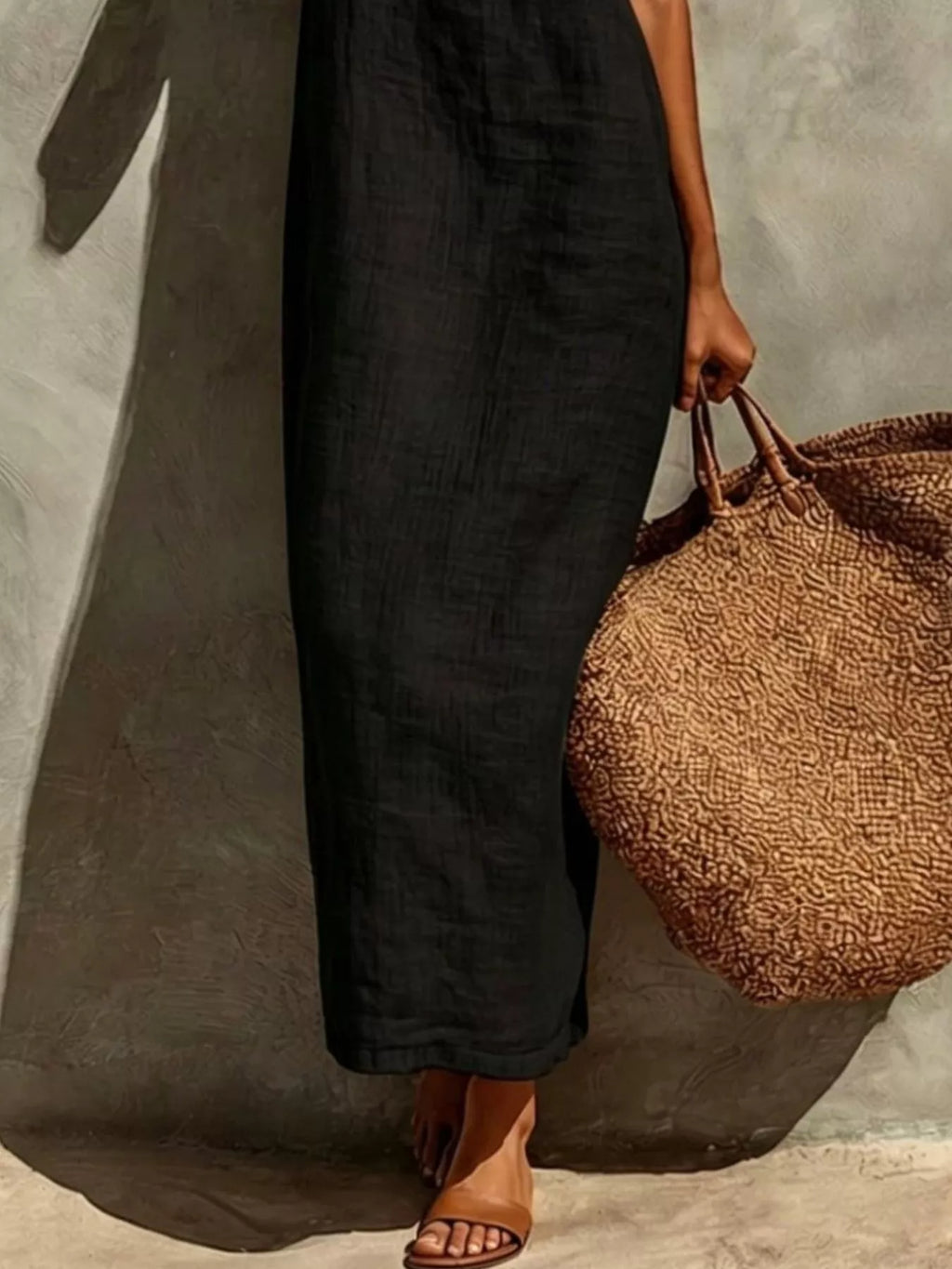 Sleeveless Linen Casual Maxi Dress by Shopiebay