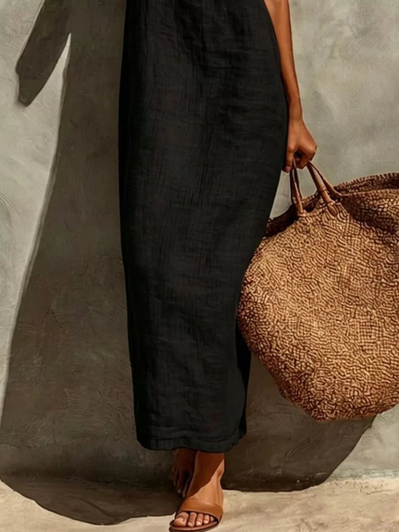 Sleeveless Linen Casual Maxi Dress by Shopiebay